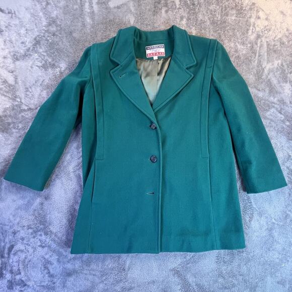 Vintage Teal Wool Coat by American Bazaar Size 14 Made in USA - Picture 3 of 16
